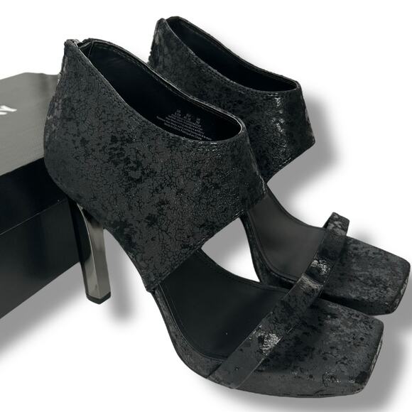 NEW DKNY Stiletto Heels Size 9.5 Leather Black Square Toe High Heel NWT - Picture 2 of 14